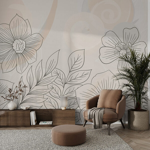 Drawing of flowers and leaves Drawing of flowers and leaves