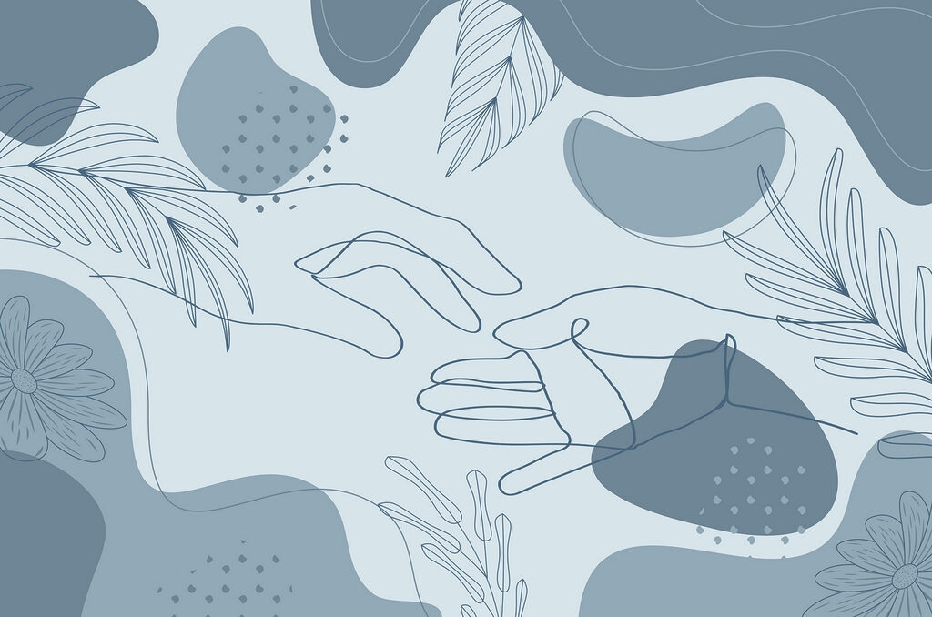 Drawing of a hand and plants Drawing of a hand and plants