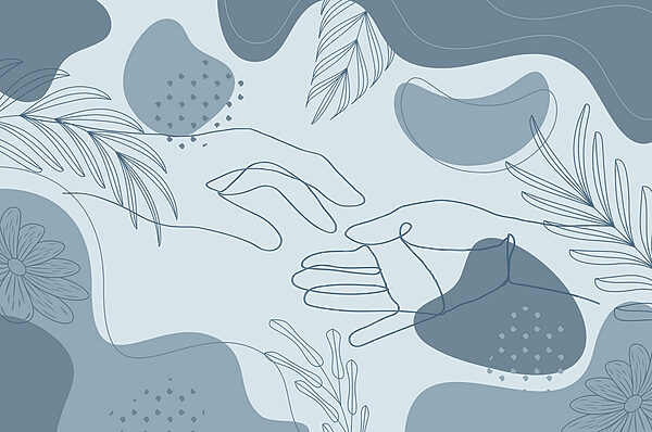 Drawing of a hand and plants Drawing of a hand and plants