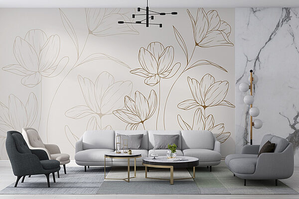 Drawing of flowers on a white background Drawing of flowers on a white background