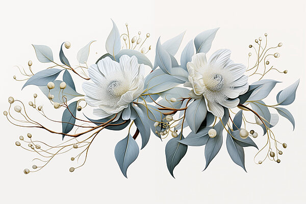 White flowers and leaves White flowers and leaves