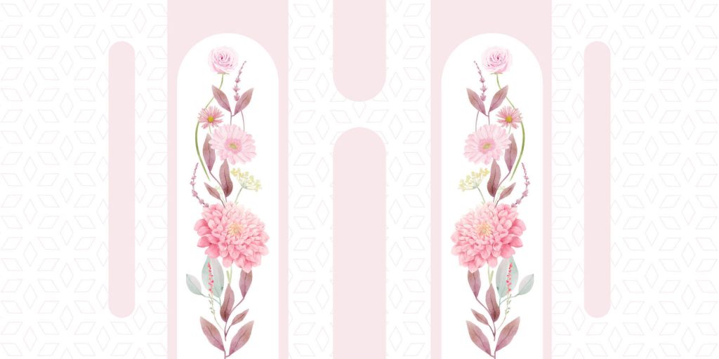 Pink flowers and leaves on a white background Pink flowers and leaves on a white background