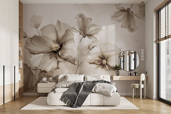 Wall murals Wall murals Group of flowers on a white background (SKU: w01938v1)