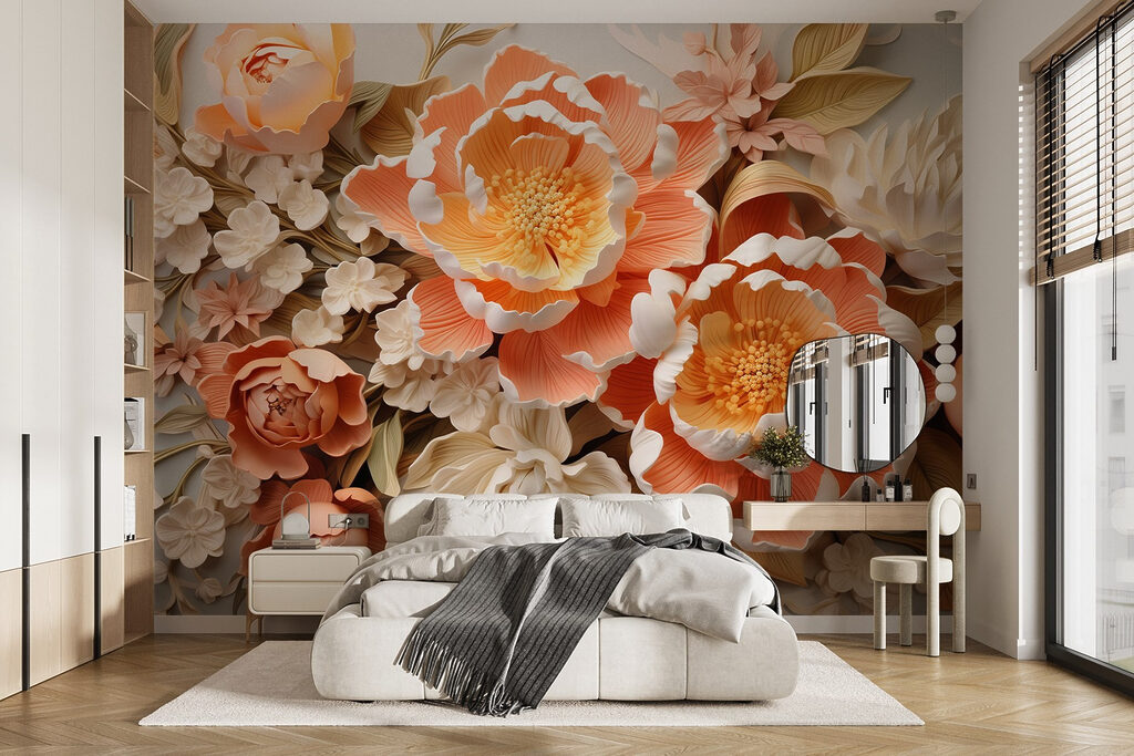 Group of flowers on a white surface