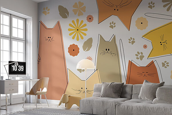Group of cats and flowers Group of cats and flowers