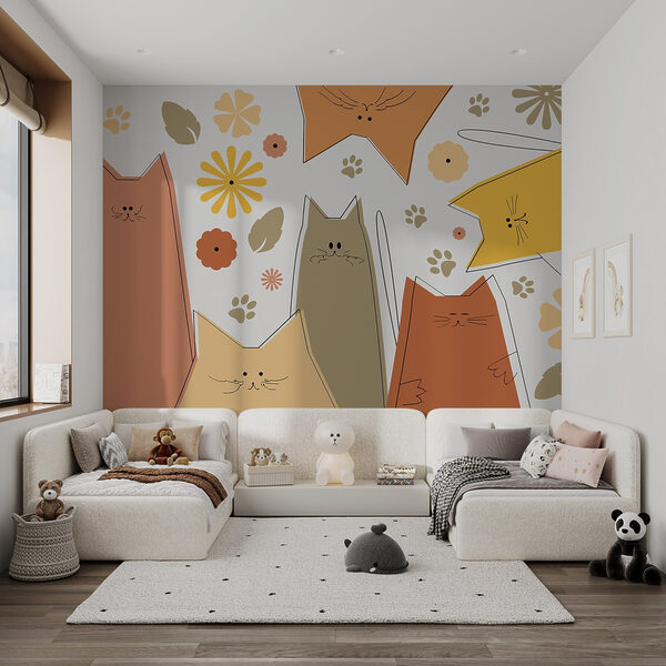 Group of cats and flowers Group of cats and flowers