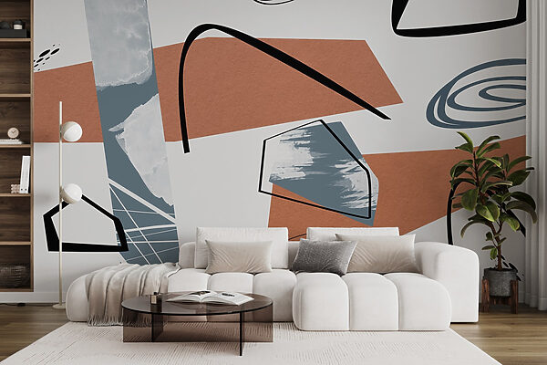 Abstract shapes and colors collide creatively. Abstract shapes and colors collide creatively.