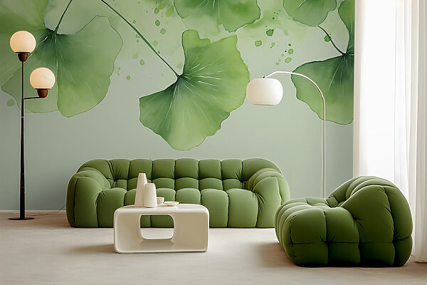 Elegant green leaves in soft hues