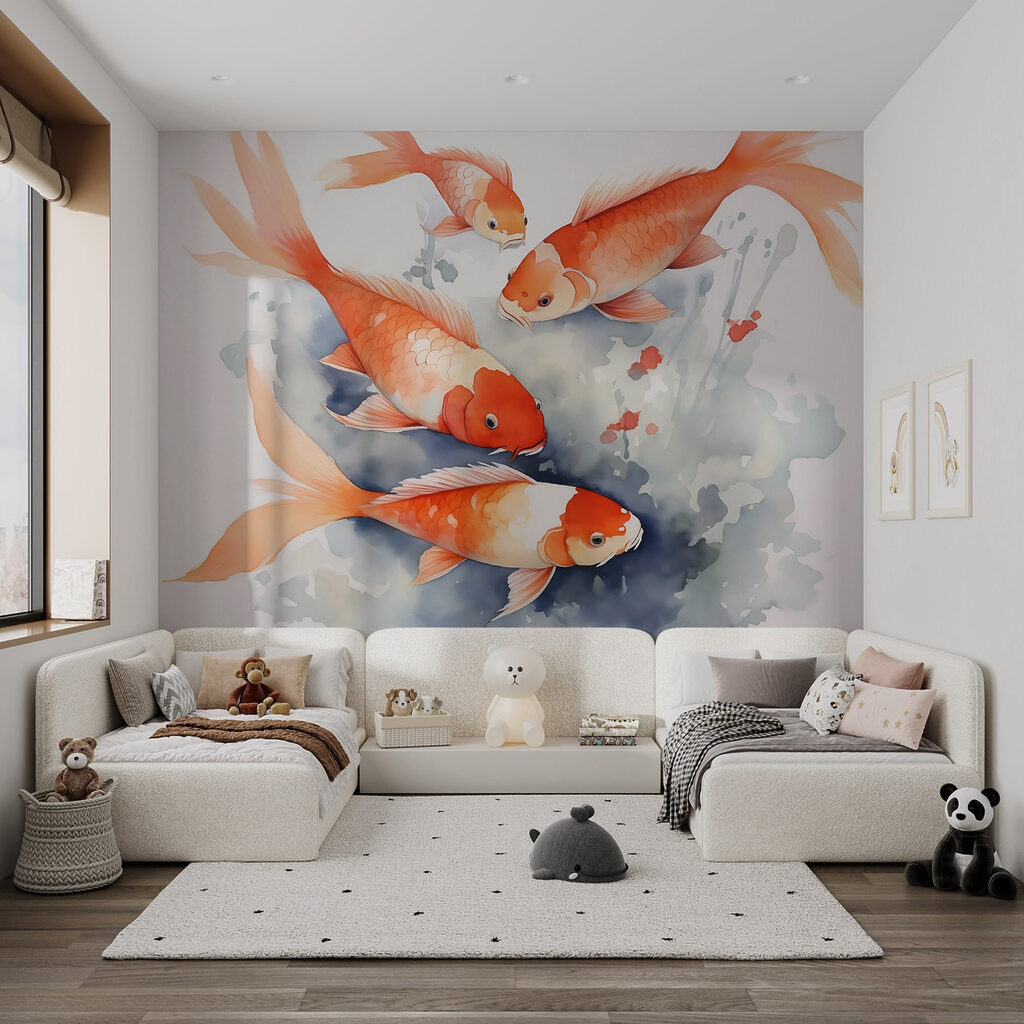 Group of orange and white fish swimming in water