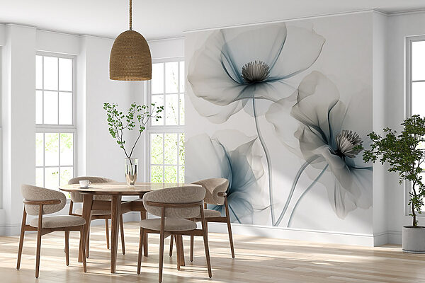 Group of flowers with light blue petals Group of flowers with light blue petals