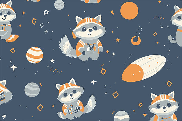 Pattern of raccoons and planets Pattern of raccoons and planets