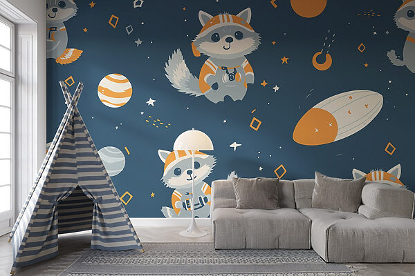 Pattern of raccoons and planets Pattern of raccoons and planets