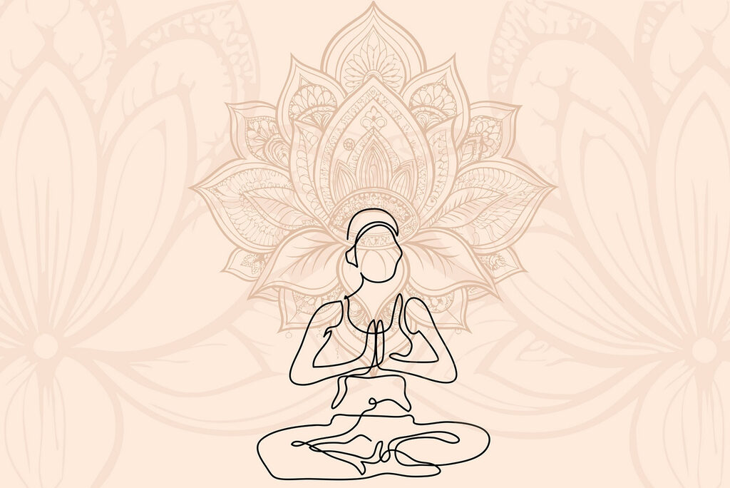 Drawing of a woman sitting in a lotus pose Drawing of a woman sitting in a lotus pose