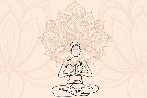 Drawing of a woman sitting in a lotus pose Drawing of a woman sitting in a lotus pose