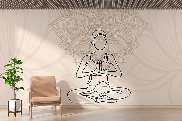 Drawing of a woman sitting in a lotus pose Drawing of a woman sitting in a lotus pose