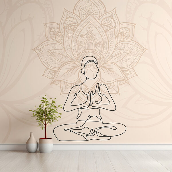 Drawing of a woman sitting in a lotus pose Drawing of a woman sitting in a lotus pose