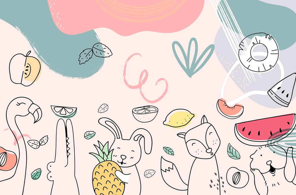 w02001p 1024x674 - Cartoon animals holding fruits