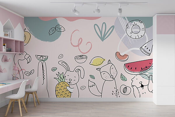 Cartoon animals holding fruits w02001pir3mr 600x400 - Cartoon animals holding fruits