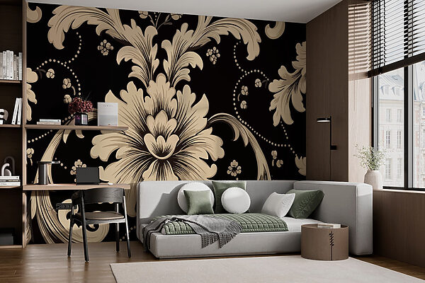 Intricate floral pattern on dark background Intricate floral pattern on dark background