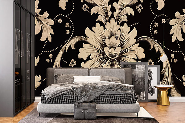 Intricate floral pattern on dark background Intricate floral pattern on dark background