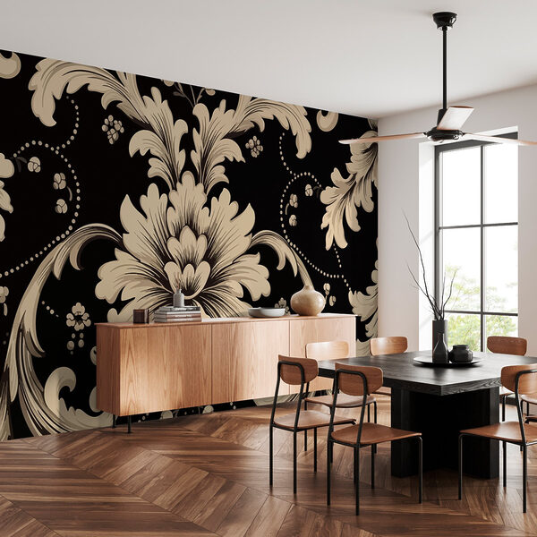 Intricate floral pattern on dark background Intricate floral pattern on dark background