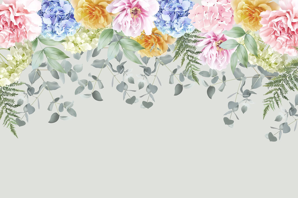 Group of flowers and leaves Group of flowers and leaves