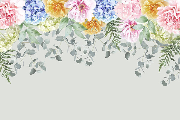 Group of flowers and leaves Group of flowers and leaves