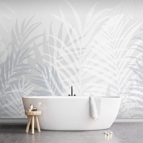 Grey and white background with leaves Grey and white background with leaves