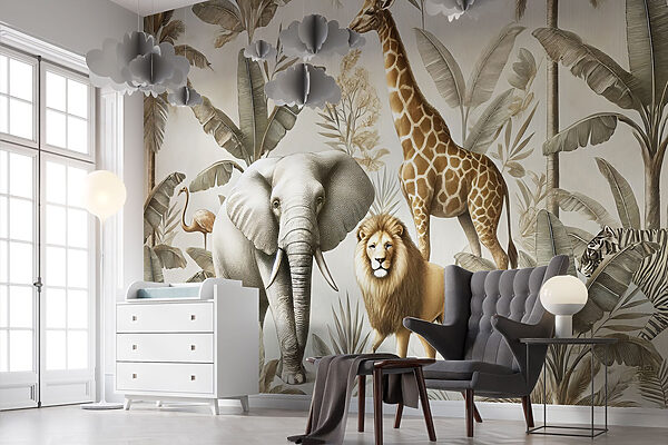 Wallpaper with animals and plants Wallpaper with animals and plants