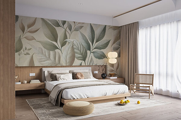 Wall murals Wall murals Wallpaper with leaves (SKU: w01959)