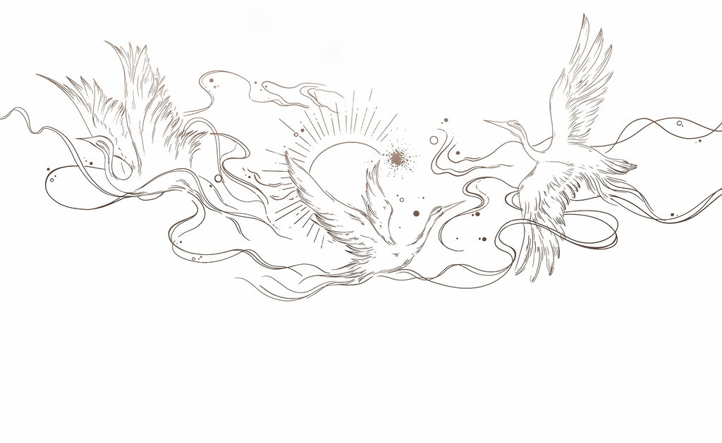 Drawing of birds and sun Drawing of birds and sun