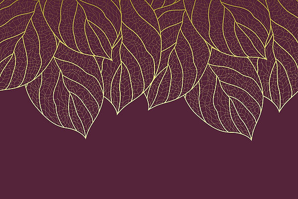 Elegant leaves on deep maroon background Elegant leaves on deep maroon background