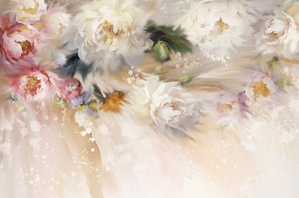 Painting of flowers on a white background Painting of flowers on a white background