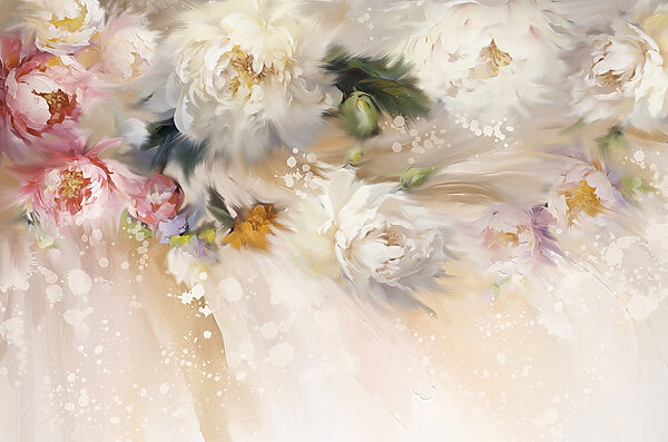 Painting of flowers on a white background Painting of flowers on a white background