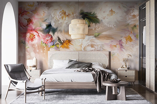 Painting of flowers on a white background Painting of flowers on a white background