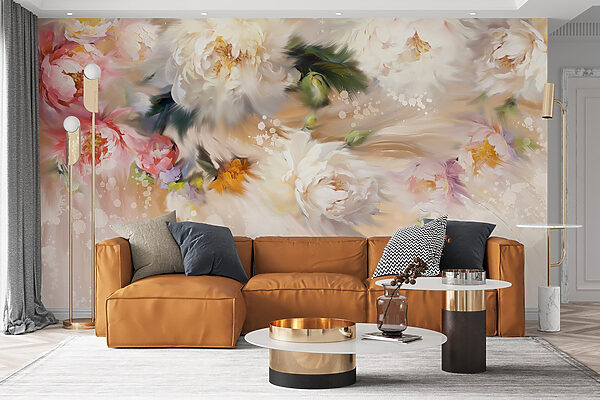 Painting of flowers on a white background Painting of flowers on a white background