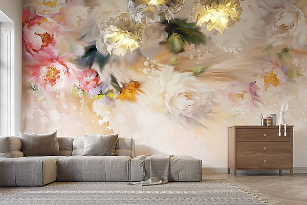Painting of flowers on a white background Painting of flowers on a white background