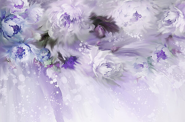 Painting of flowers and feathers Painting of flowers and feathers