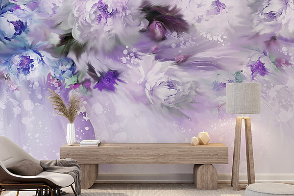 Painting of flowers and feathers Painting of flowers and feathers