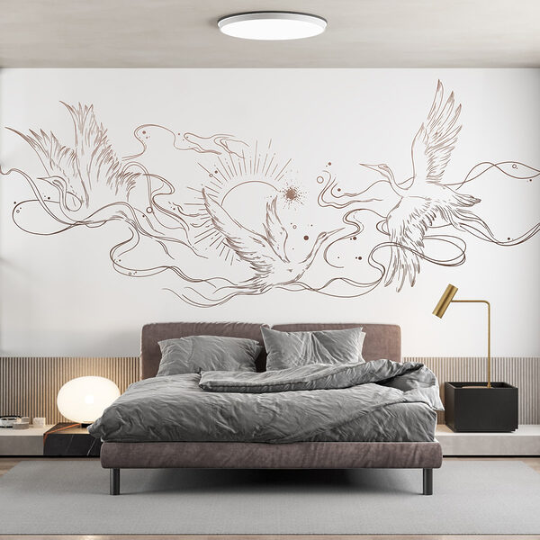 Drawing of birds and sun Drawing of birds and sun