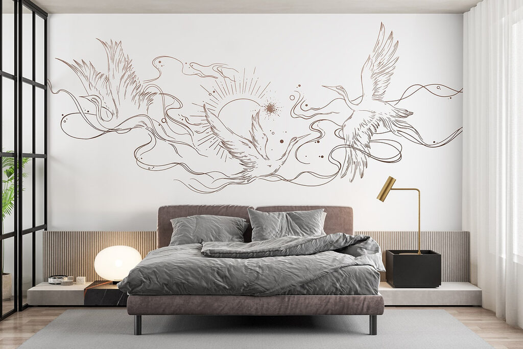 Drawing of birds and sun Drawing of birds and sun