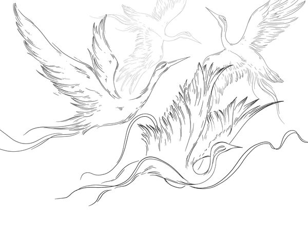 Drawing of birds flying Drawing of birds flying