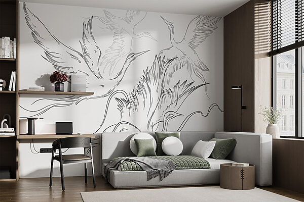 Drawing of birds flying Drawing of birds flying