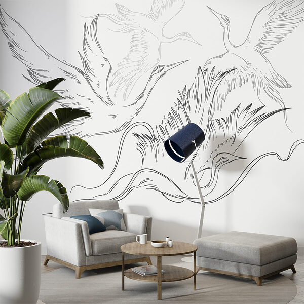 Drawing of birds flying Drawing of birds flying
