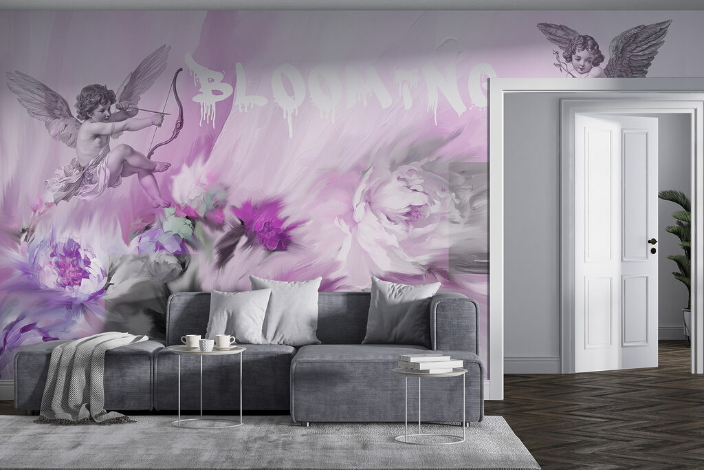 Painting of angels and flowers