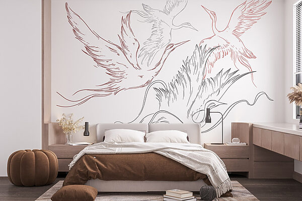 Drawing of birds flying Drawing of birds flying