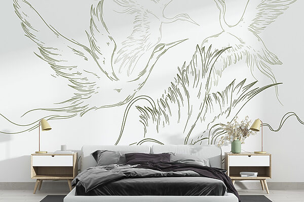 Drawing of birds flying