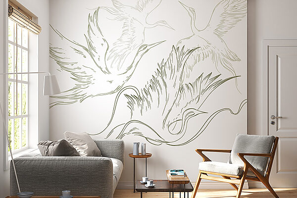 Drawing of birds flying