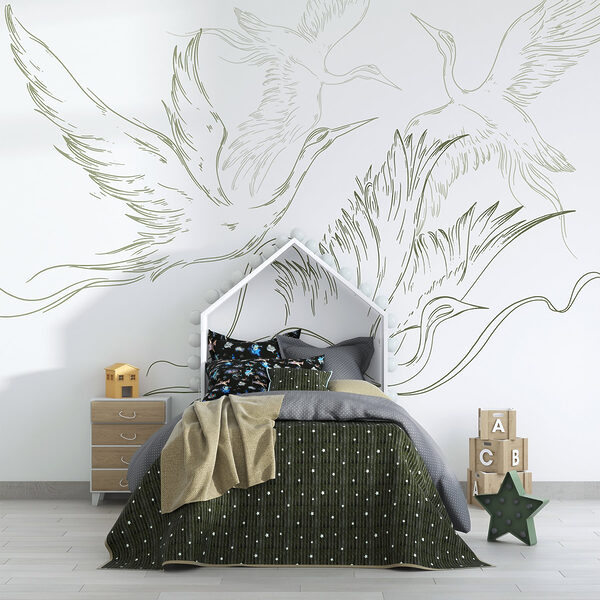 Drawing of birds flying