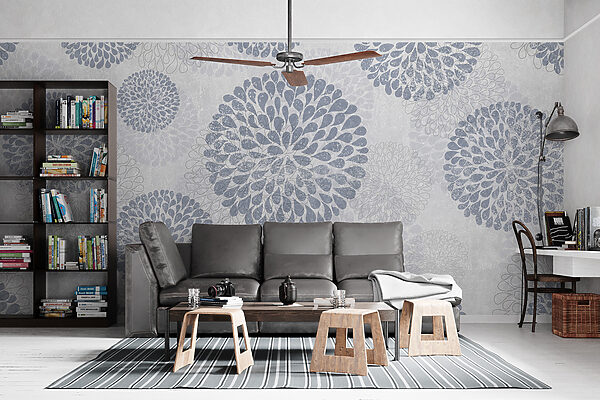 Wallpaper with circles and flowers Wallpaper with circles and flowers
